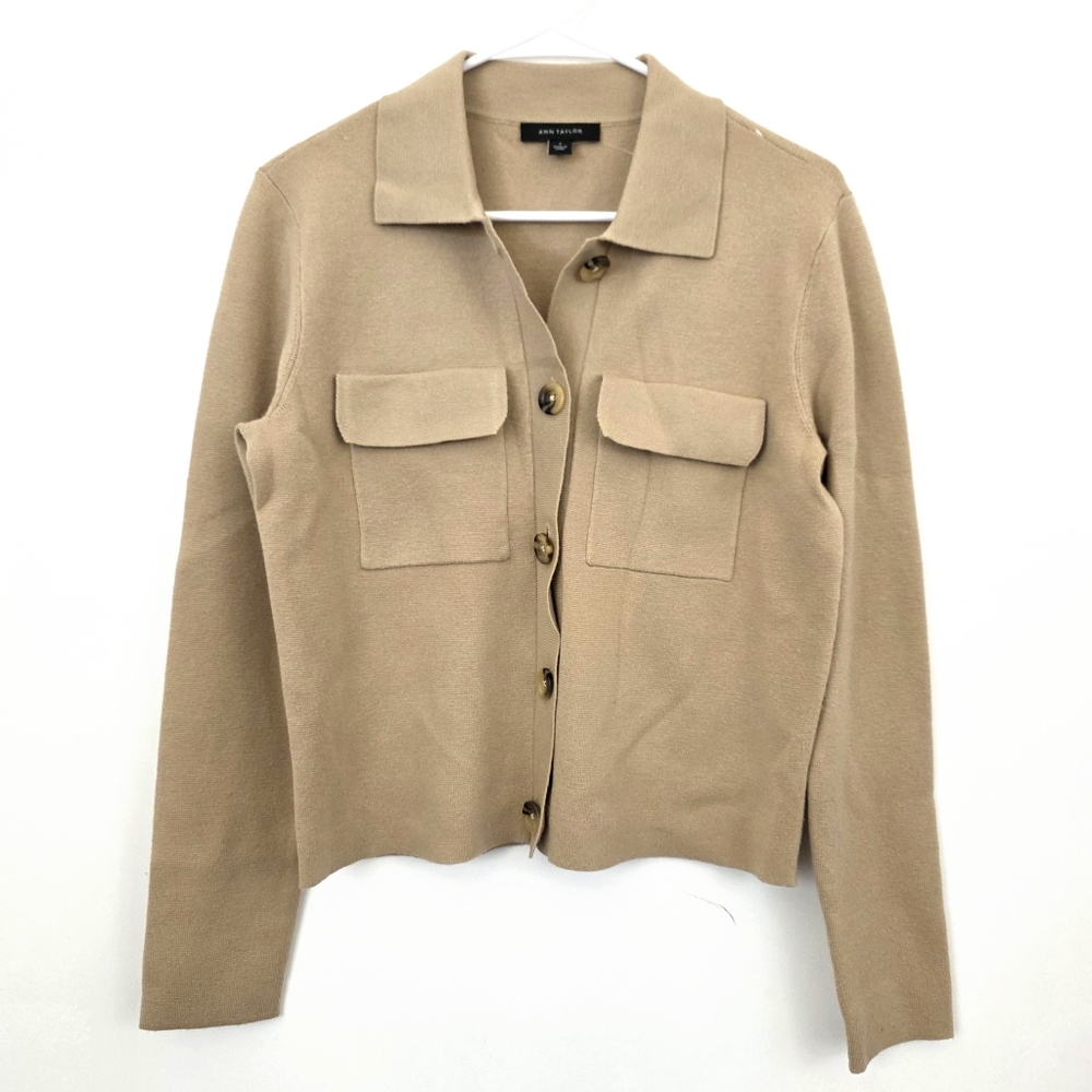 NWOT Ann Taylor Shaket Sweater Light Jacket Tan Small Spring Professional